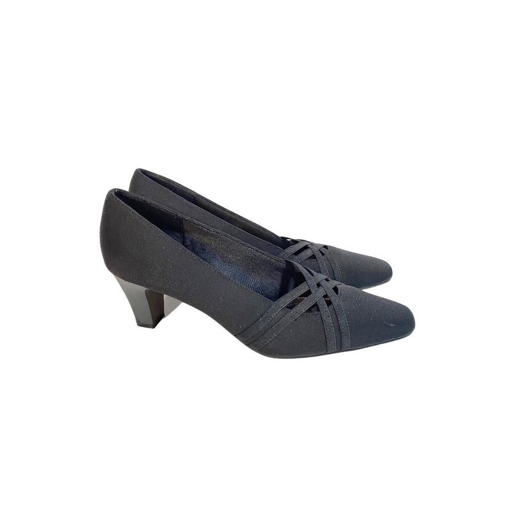 Life Stride‎ Shoes Women's 8 M Sofia Crossover Pump Slip On Black Fabric